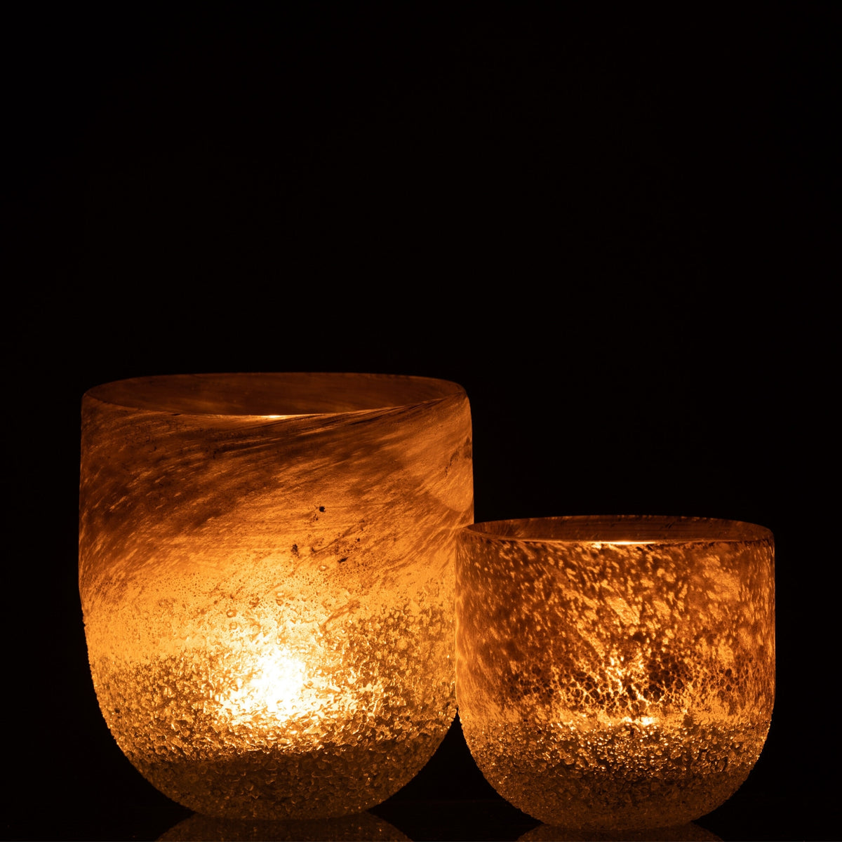 Zestaw: świecznik i lampion ze szkła Scavo w kolorze szarym J-Line