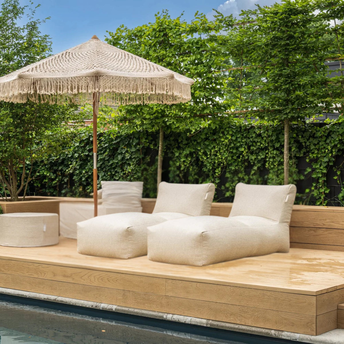 Beżowy wyjątkowo długi fotel boho – Laui Lounge™