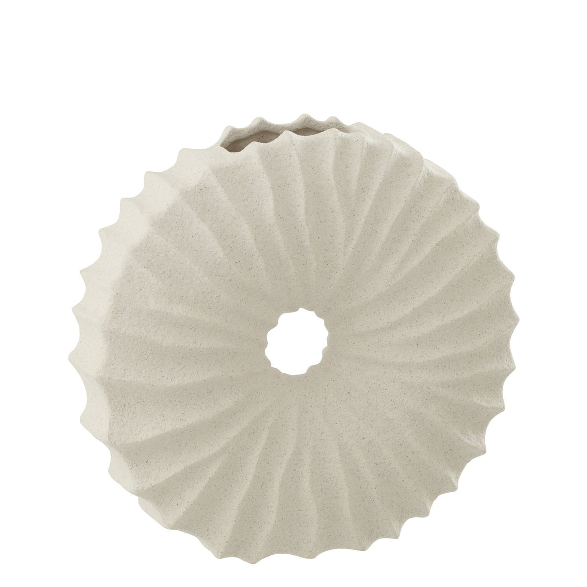 Wazon ceramiczny biały o strukturze piasku, średni, J-Line