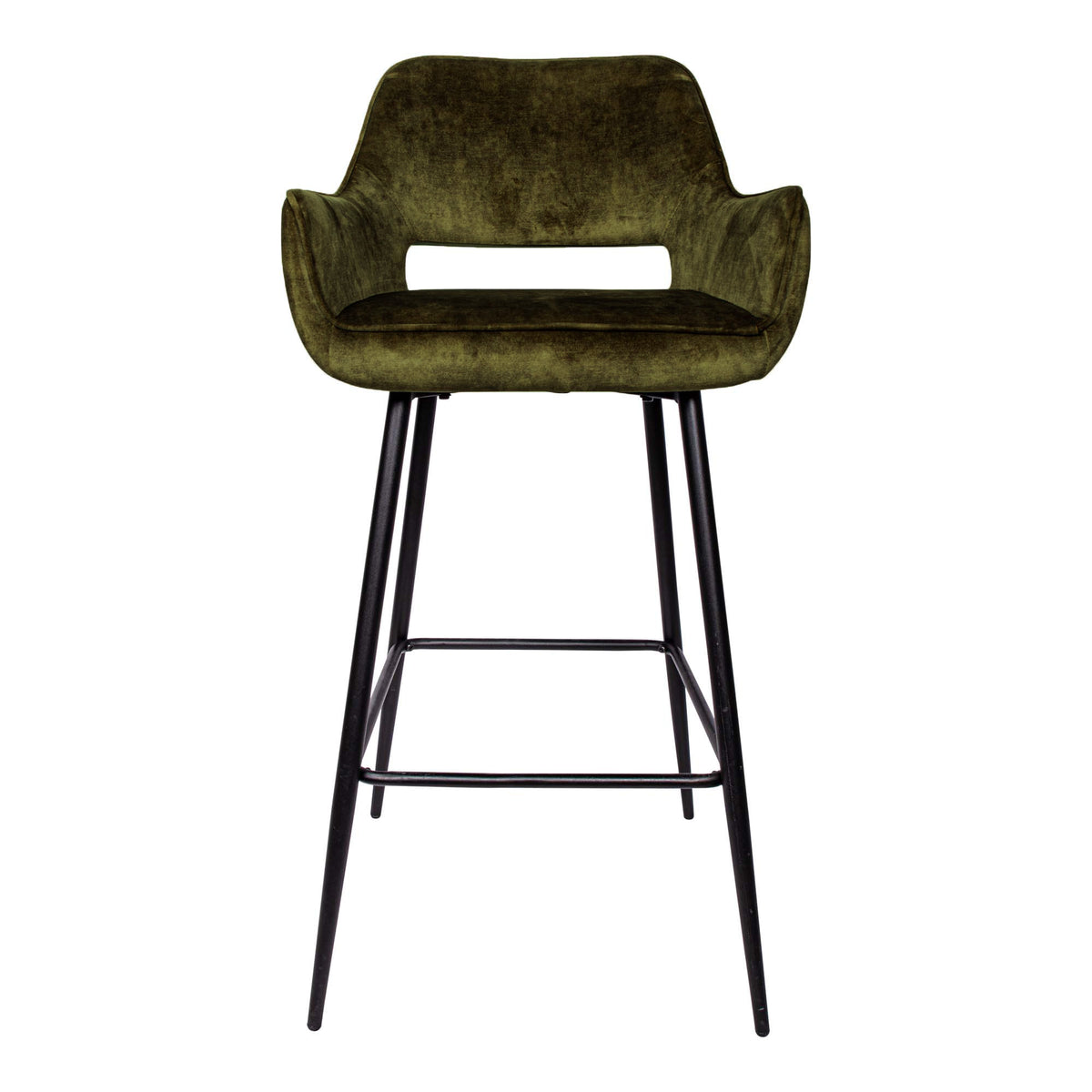 Hokery Fallon Velvet Green z czarnymi metalowymi nogami, zestaw 2 szt. KD PTMD