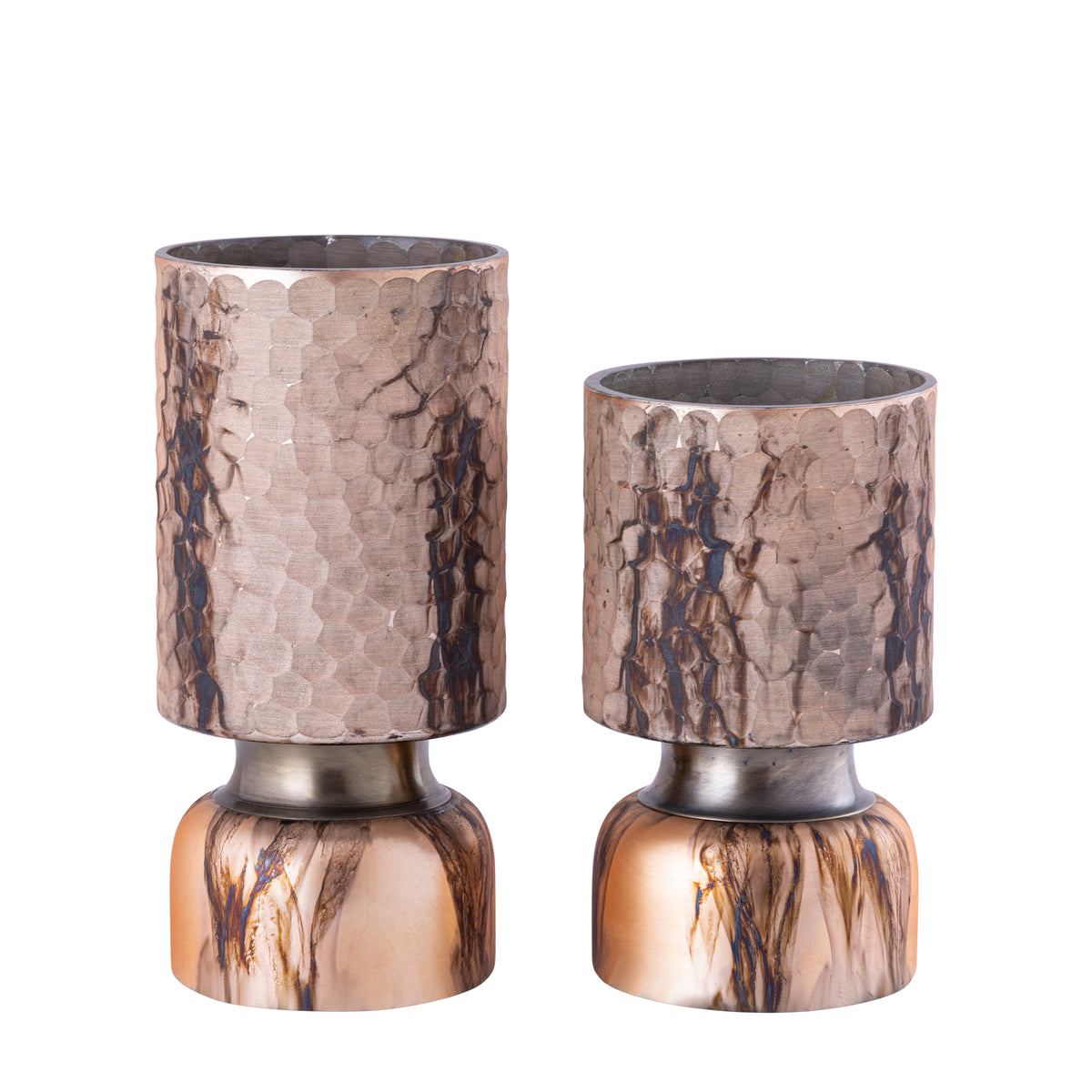 Belinsu Lampiony na wiatr Miedź Szkło PTMD Zestaw 2 szt.