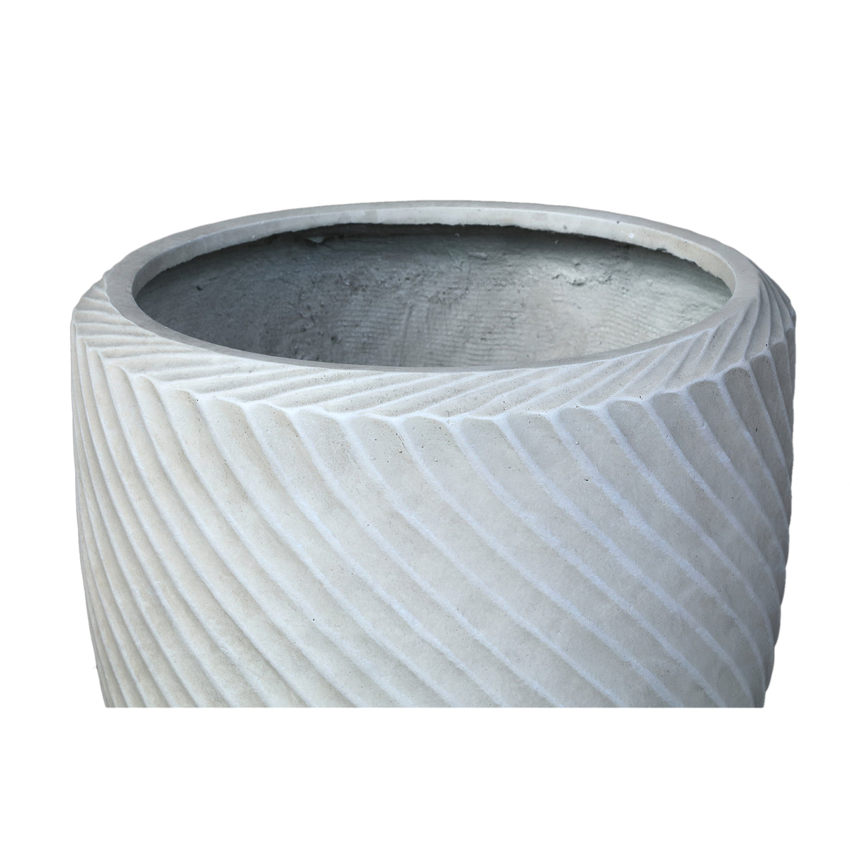 Beżowa doniczka GRC Nikol Wave Pattern, okrągła, niska SV3 PTMD