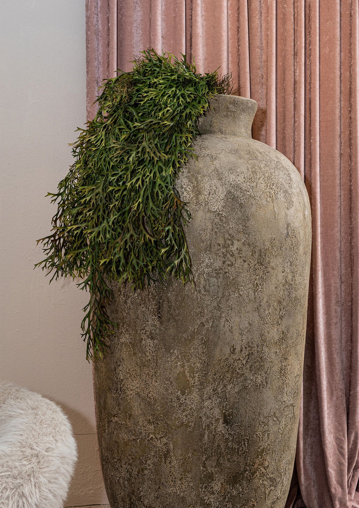 Wysoki duży doniczka Gisel Crème Cement Fiber PTMD