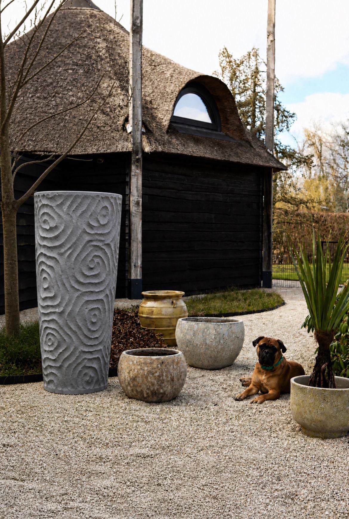 Beth Grey cement ekstremalnie duży doniczka wzór organiczny L PTMD