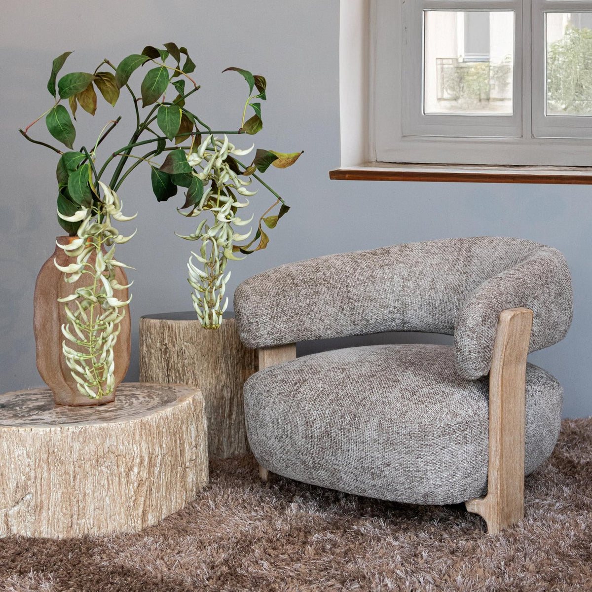 Fotel Mire Taupe Legacy 3 Mink, drewno kauczukowe, PTMD