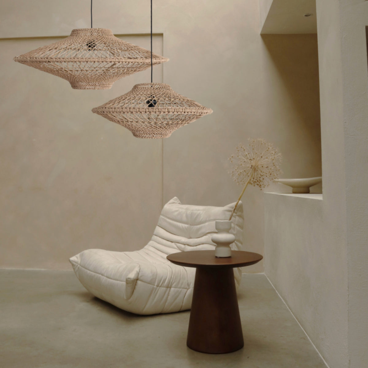 Raw Materials Lampa wisząca Corda Naturalny sznur Zestaw 2 szt.