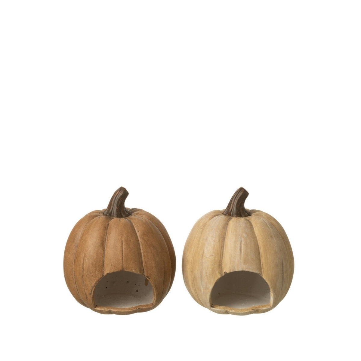 Duży zestaw 2 świeczników w kształcie dyni na Halloween J-Line