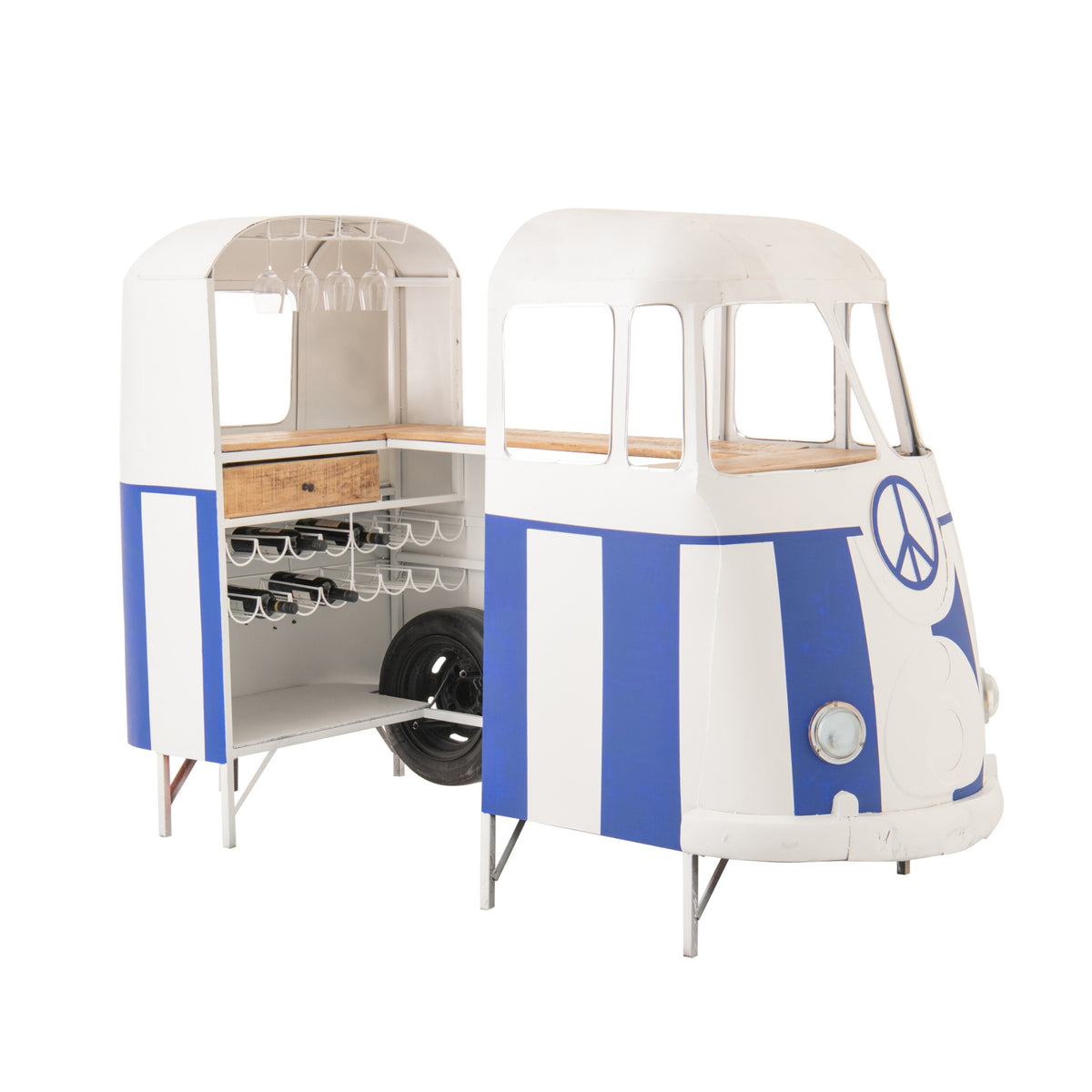 Meble barowe Retro Camper Niebieski/Biały J-Line