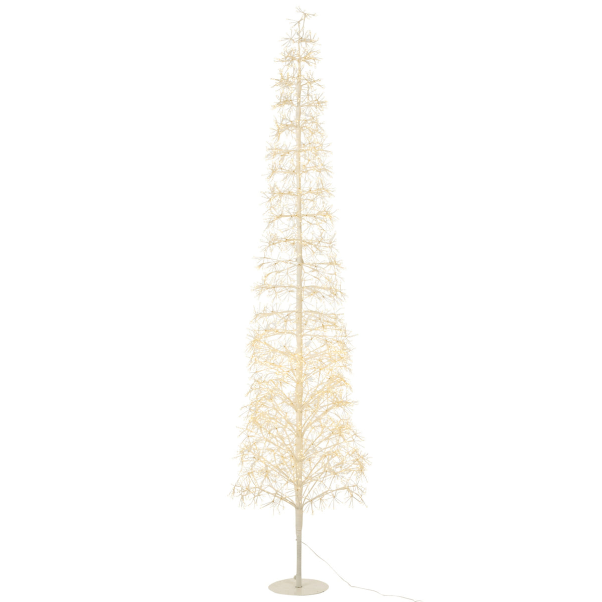 Choinka z lampkami LED w kolorze ciepłej bieli, metalowa, biała, rozmiar XL, wysokość 240 cm, J-Line