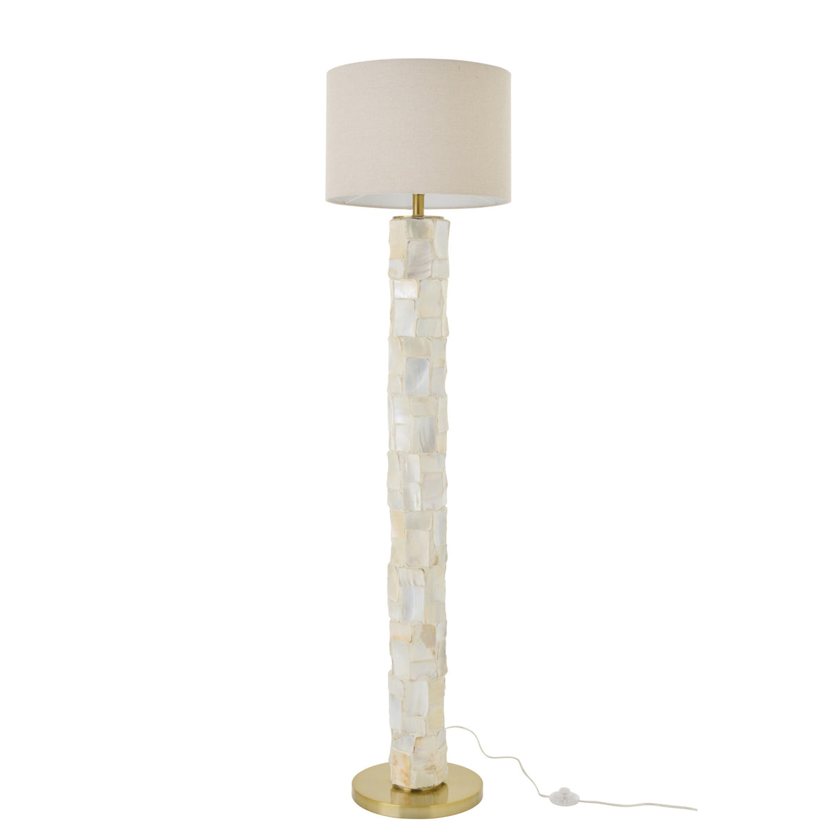 Lampa podłogowa Efekt perłowy Muszli Błotnisto-biały/Jasnobeżowy J-Line