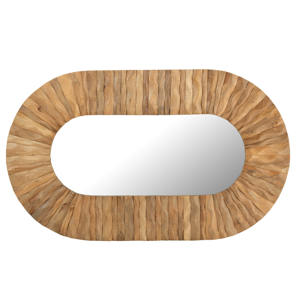 Lustro ścienne Curve owalne drewno naturalne 152x6x92cm J-Line