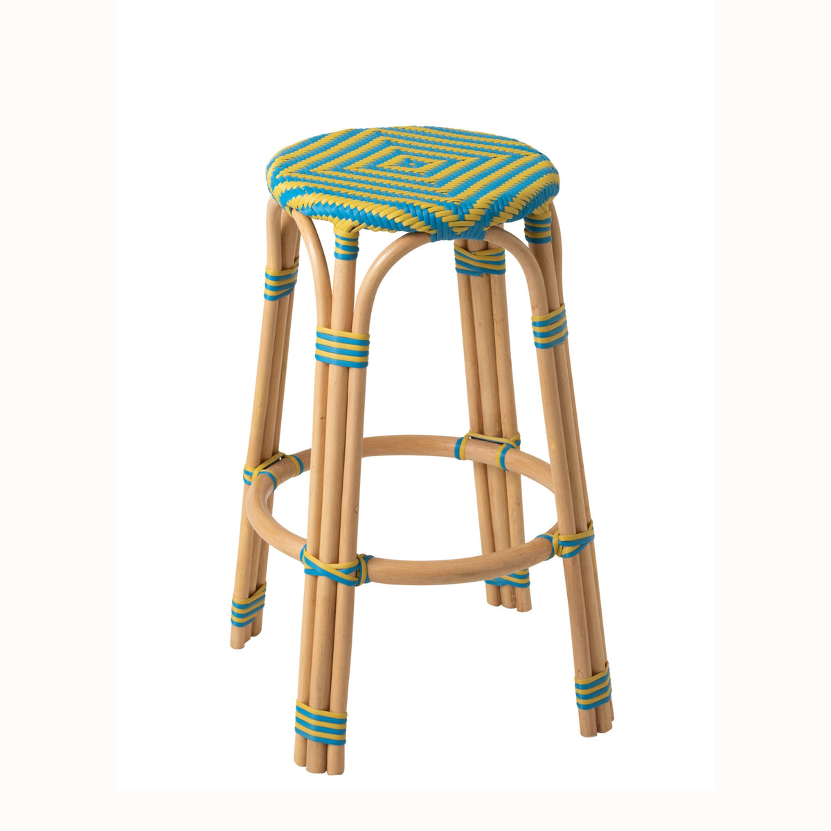Hoker zewnętrzny Geo Round rattan żółty/azałurowy J-Line