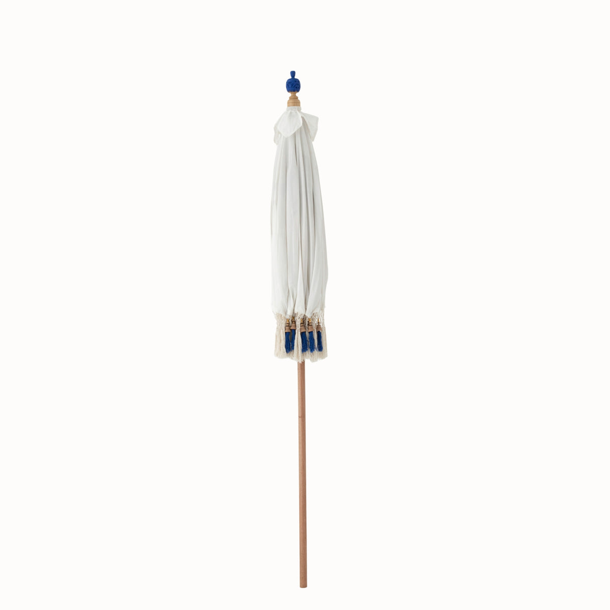 Parasol Flavie Drewno/Bawełna Ecru/Niebieski J-Line