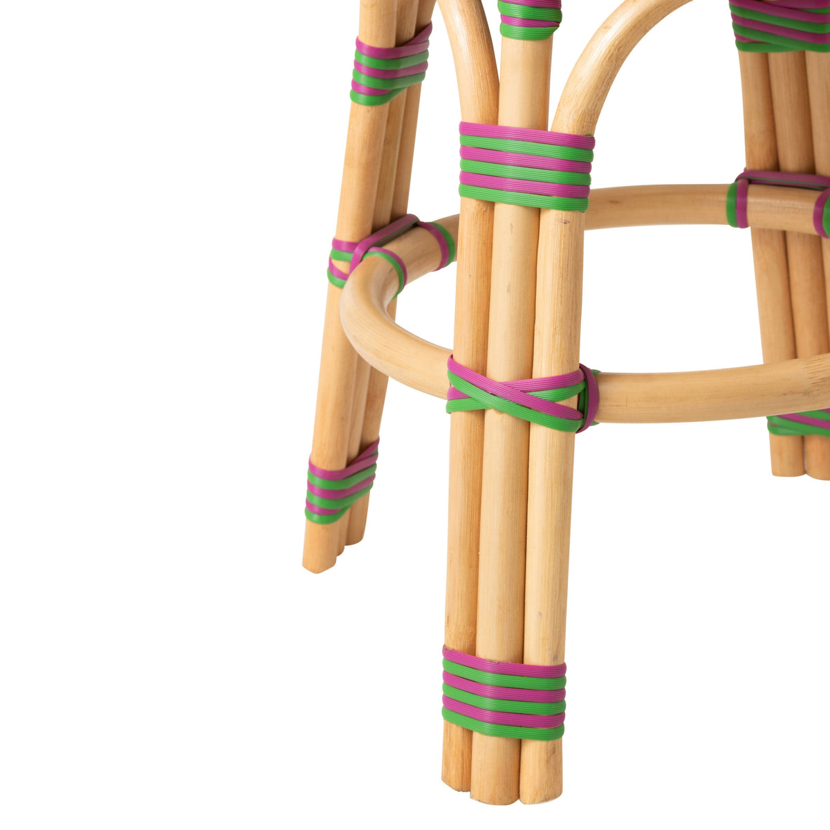 Hoker zewnętrzny Geo okrągły rattan różowy/zielony J-Line