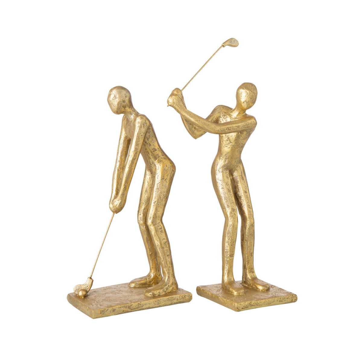 Polirezinowa figurka golfisty w kolorze złotym, asortyment J-Line, 2 szt.