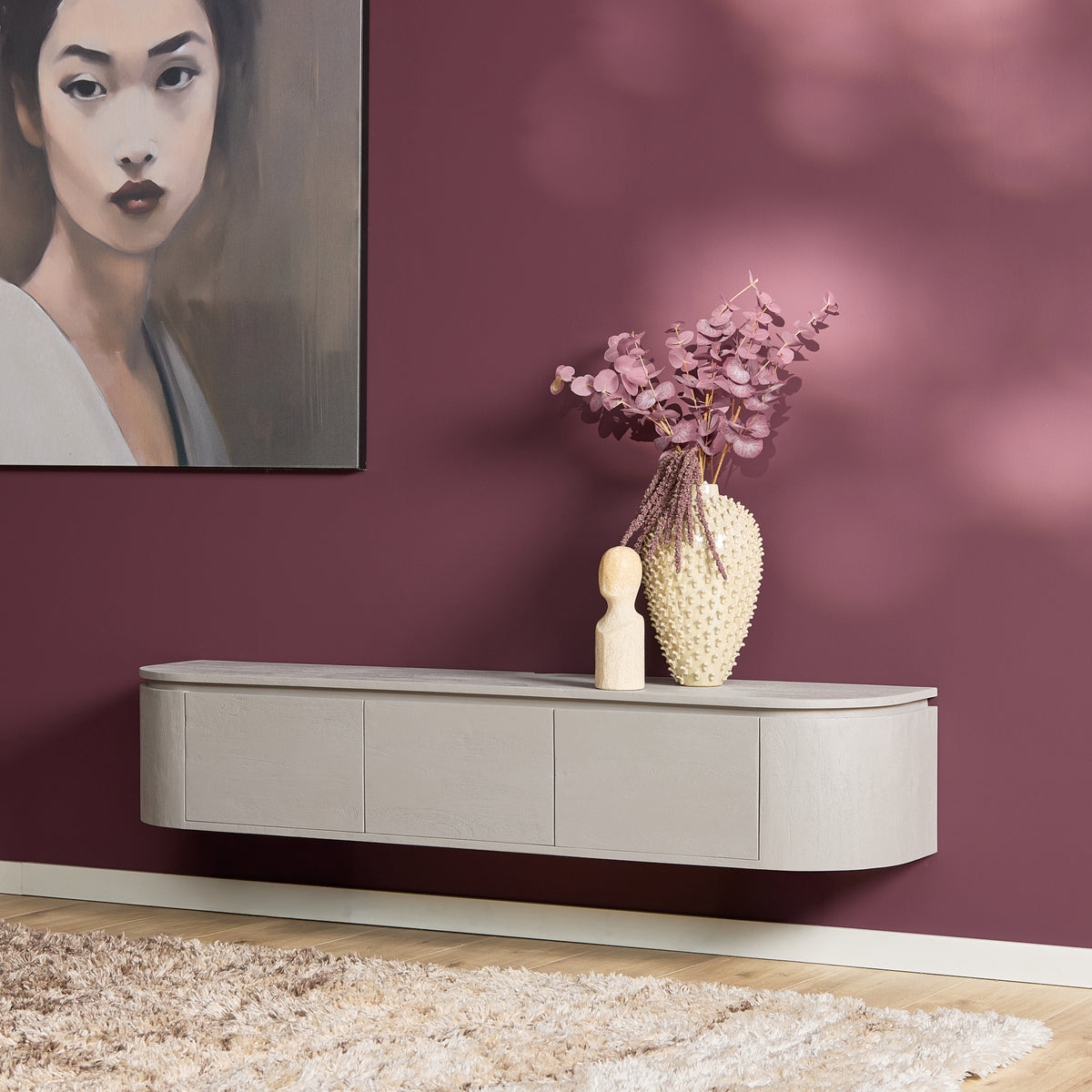 Zawieszana szafka RTV Ambiance Naturalne drewno mango 120cm Starfurn