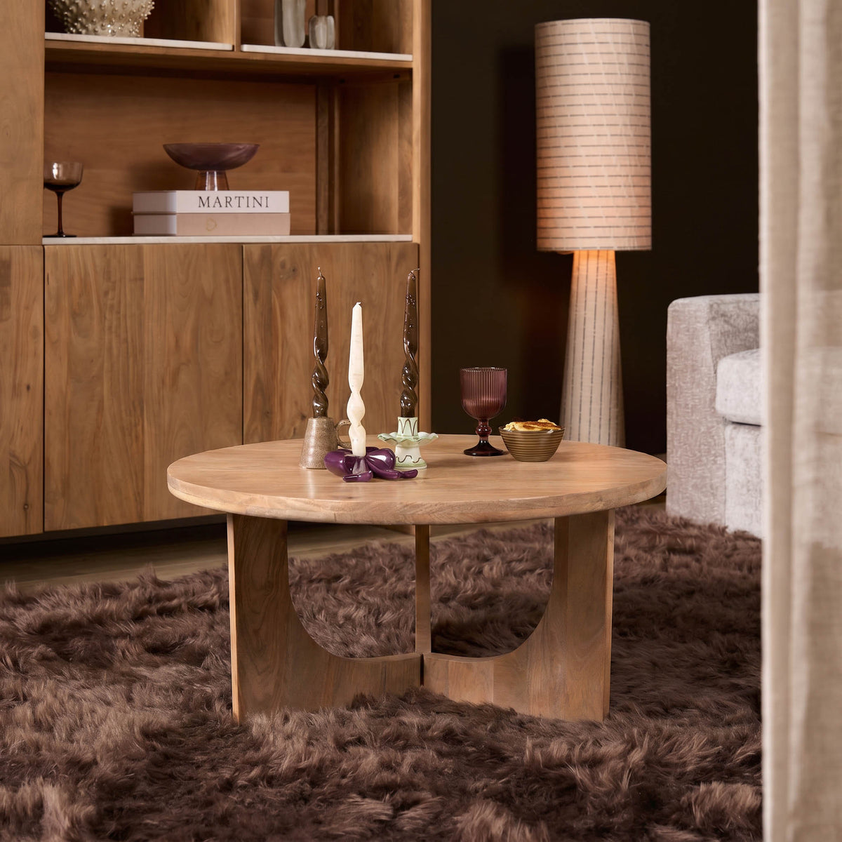 Stolik kawowy Guus Drewno mahoniowe Naturalny 80cm Starfurn