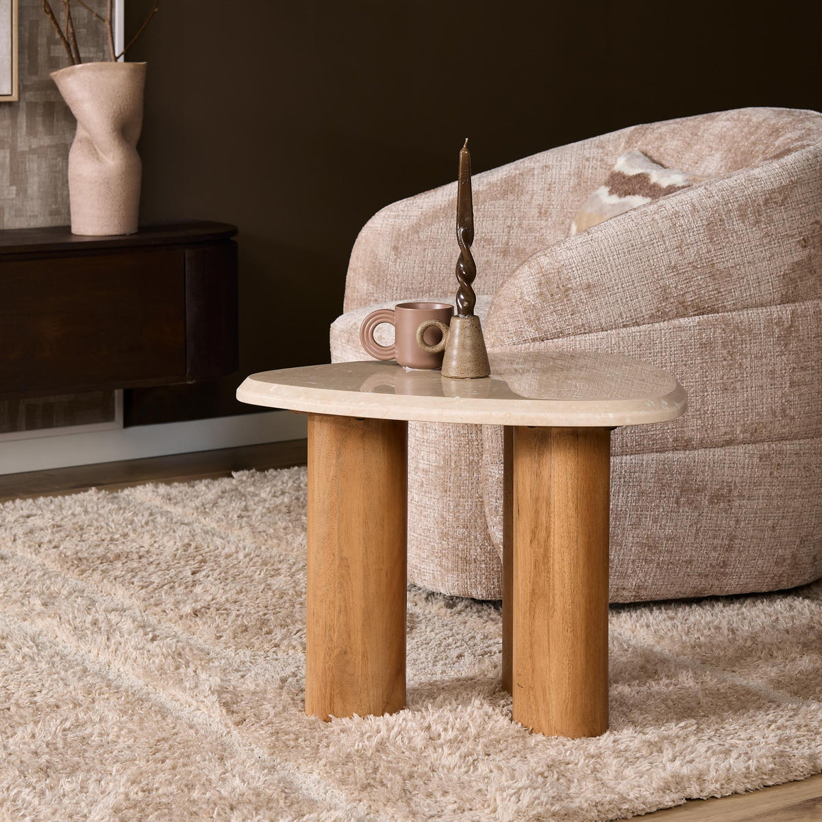 Stolik pomocniczy Nuvé Botticino Naturalny Marmur 60cm Starfurn