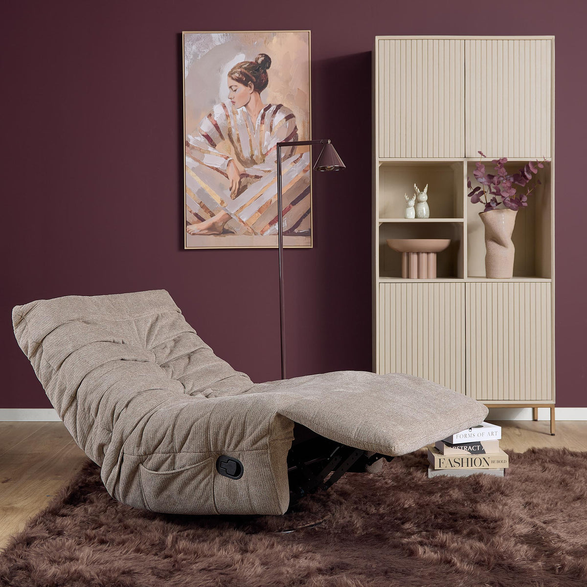 Fotel rozkładany Zen Tkanina Taupe Starfurn