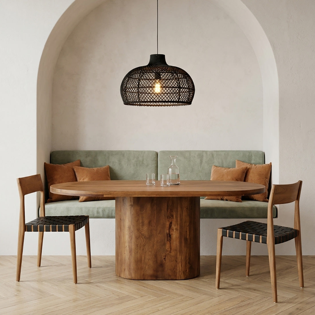 Stół do jadalni Bullnose Prostokątny Owalny Drewno mango 180cm Raw Materials