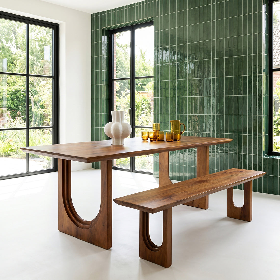 Stół do jadalni Bullnose Chamfered Arch z drewna mango 200 cm Raw Materials