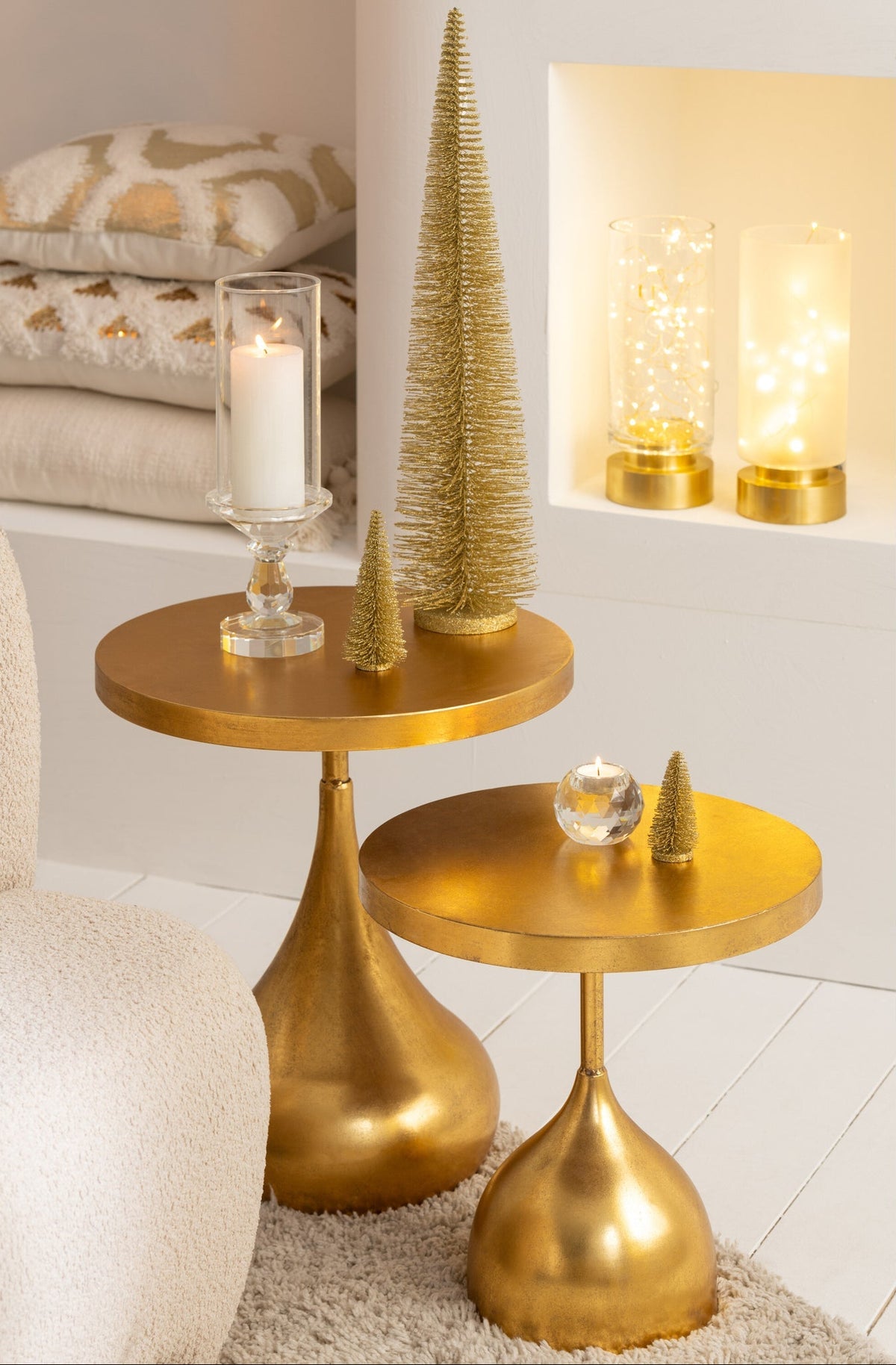 Stoliki boczne Druppel Metal Gold Zestaw 2 szt. J-Line