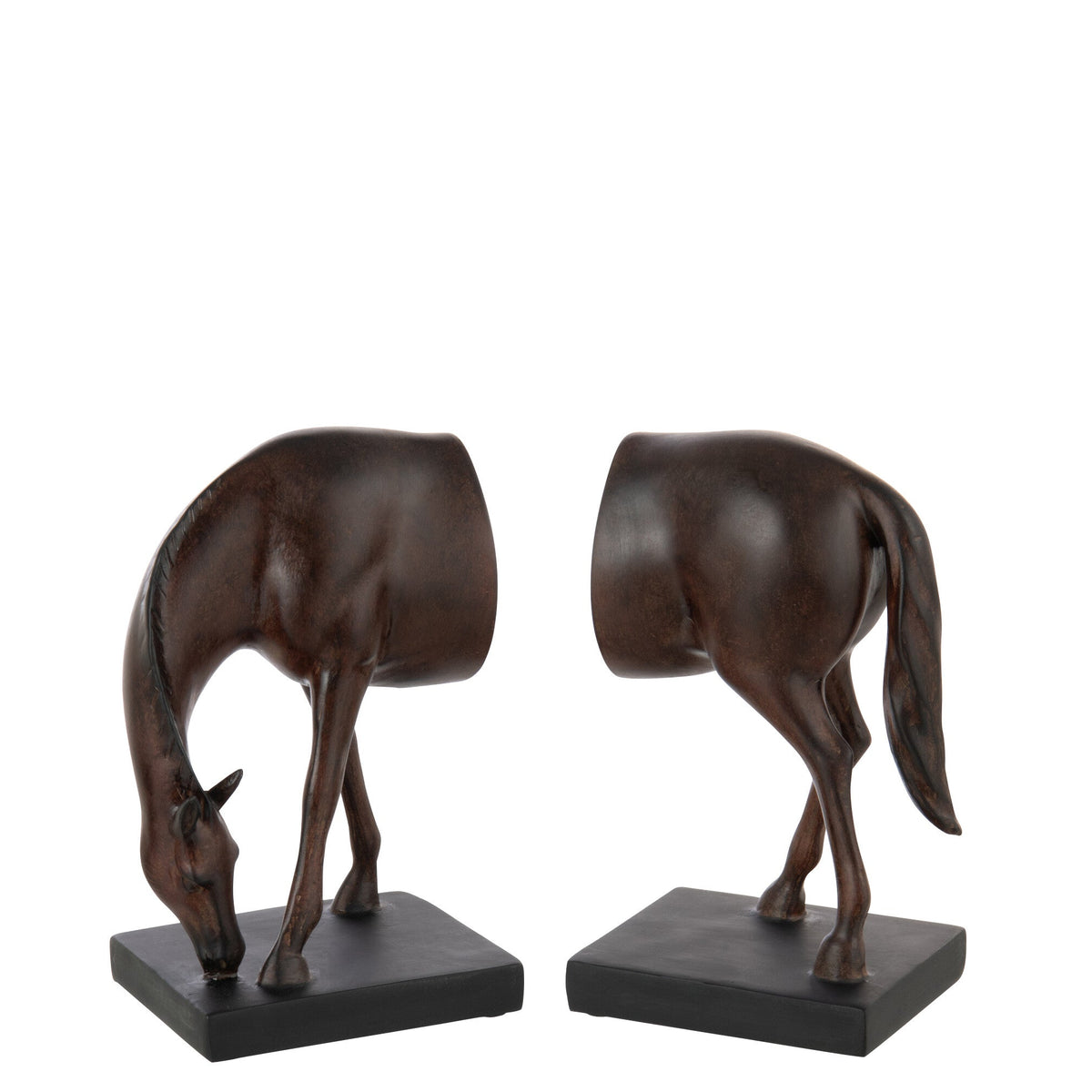 Boekensteun Paard Polyresin Donkerbruin - Boekensteun - J-Line - livinglovely.nl