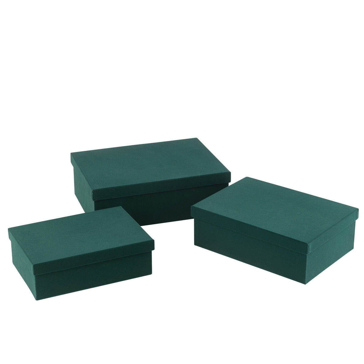 Pudełka prostokątne z papieru welurowego, zielone, zestaw 3 szt. J-Line