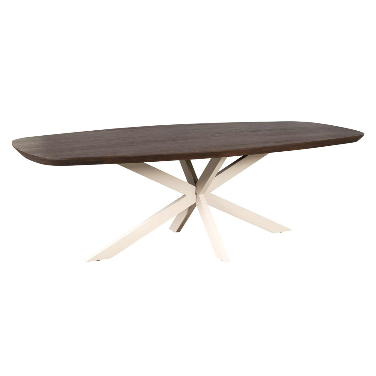 Eettafel Madison Deens Ovaal 240cm van Starfurn in bruin mangohout met zandkleurig metalen onderstel