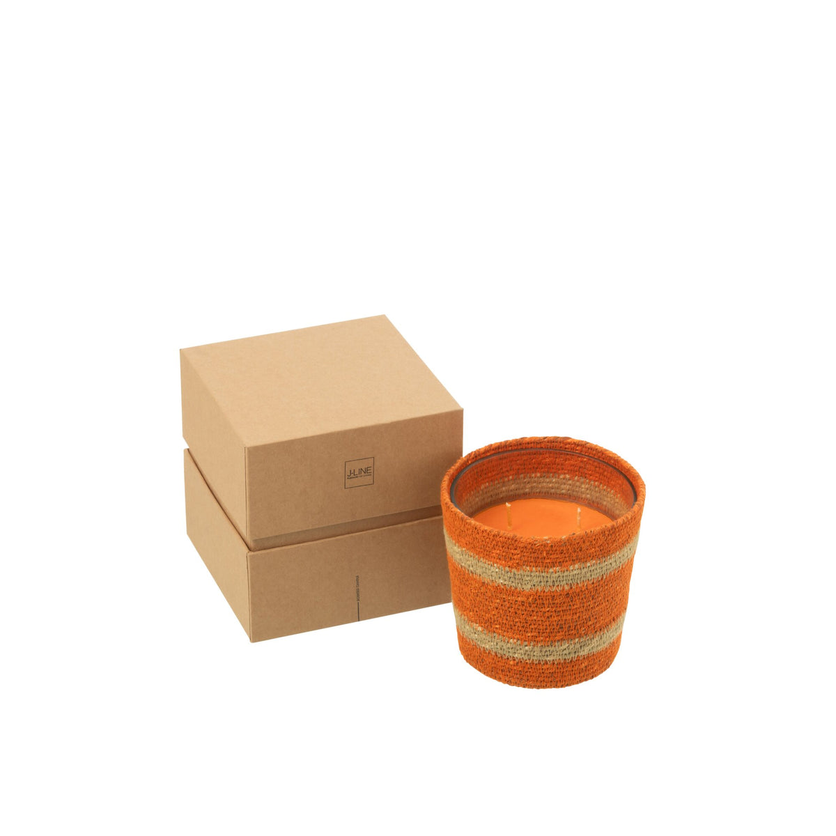 Świeca zapachowa w koszyczku z wosku, pomarańczowa, mała – 45 godzin, J-Line