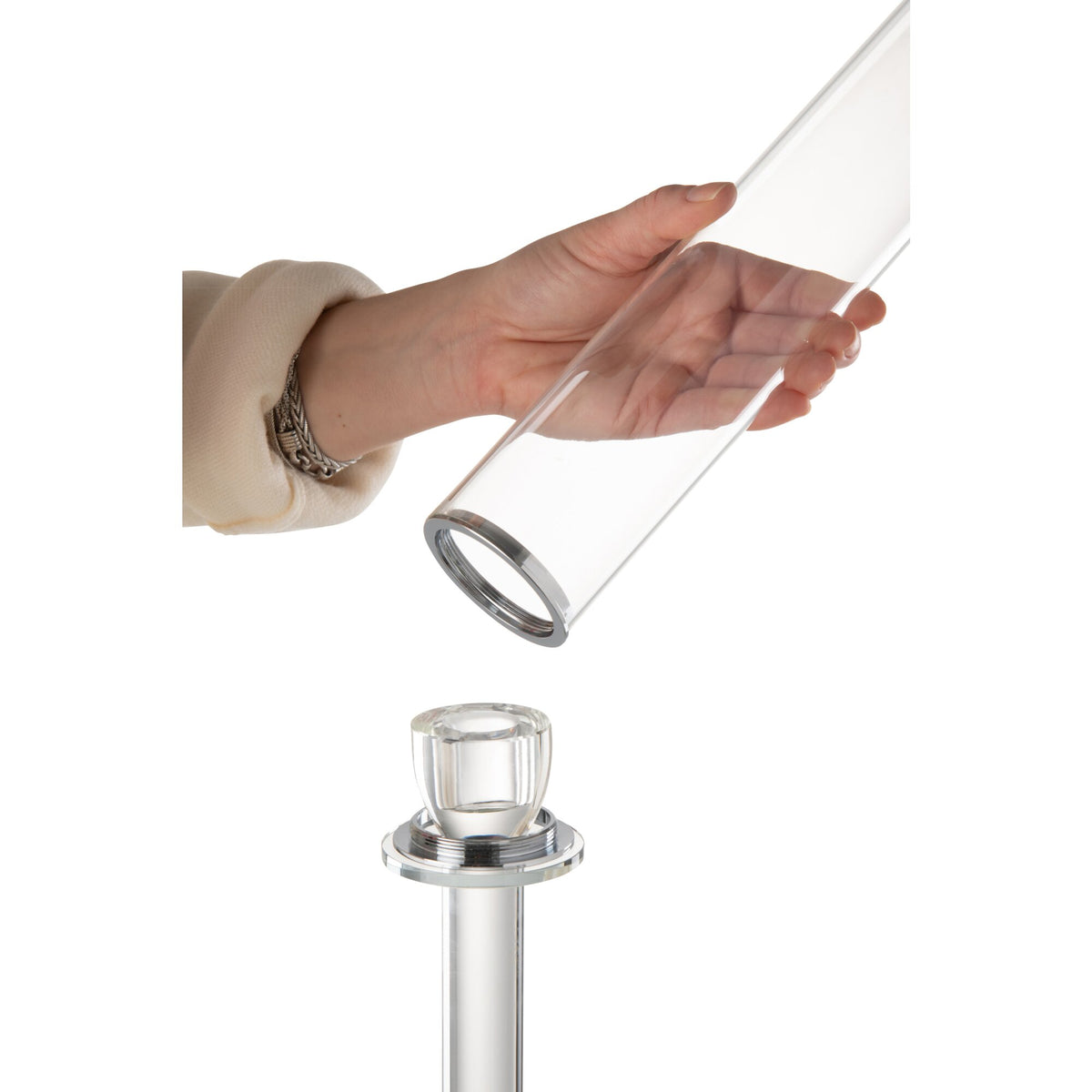 Świecznik Moira Szkło przezroczyste Large Dia14xH120cm J-Line
