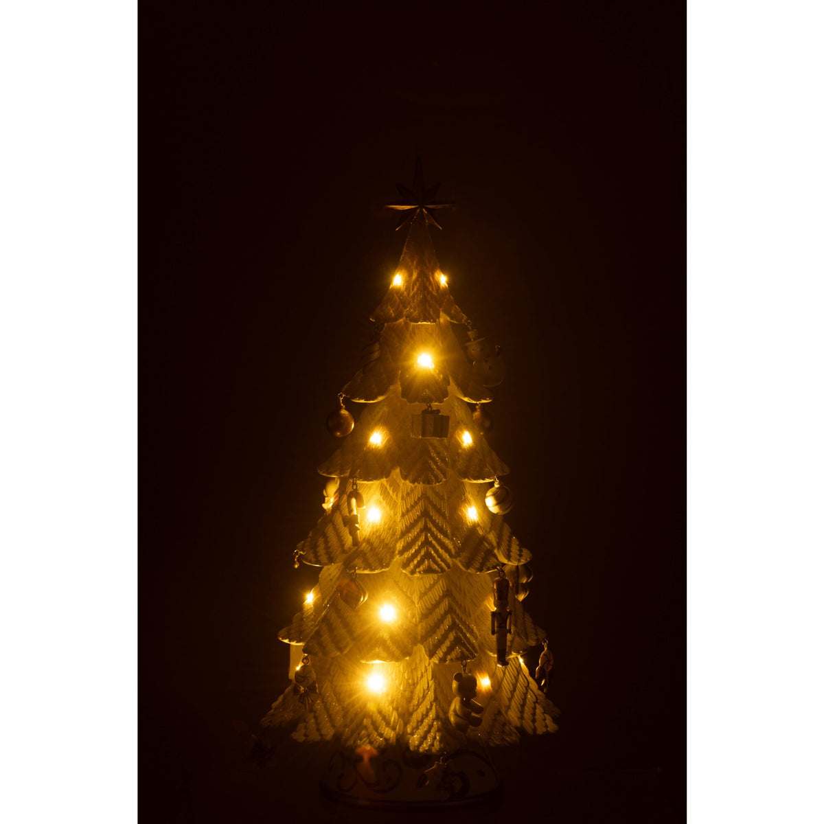 Dekoracja na choinkę LED żywica biała/złota mała H51,5cm j-Line