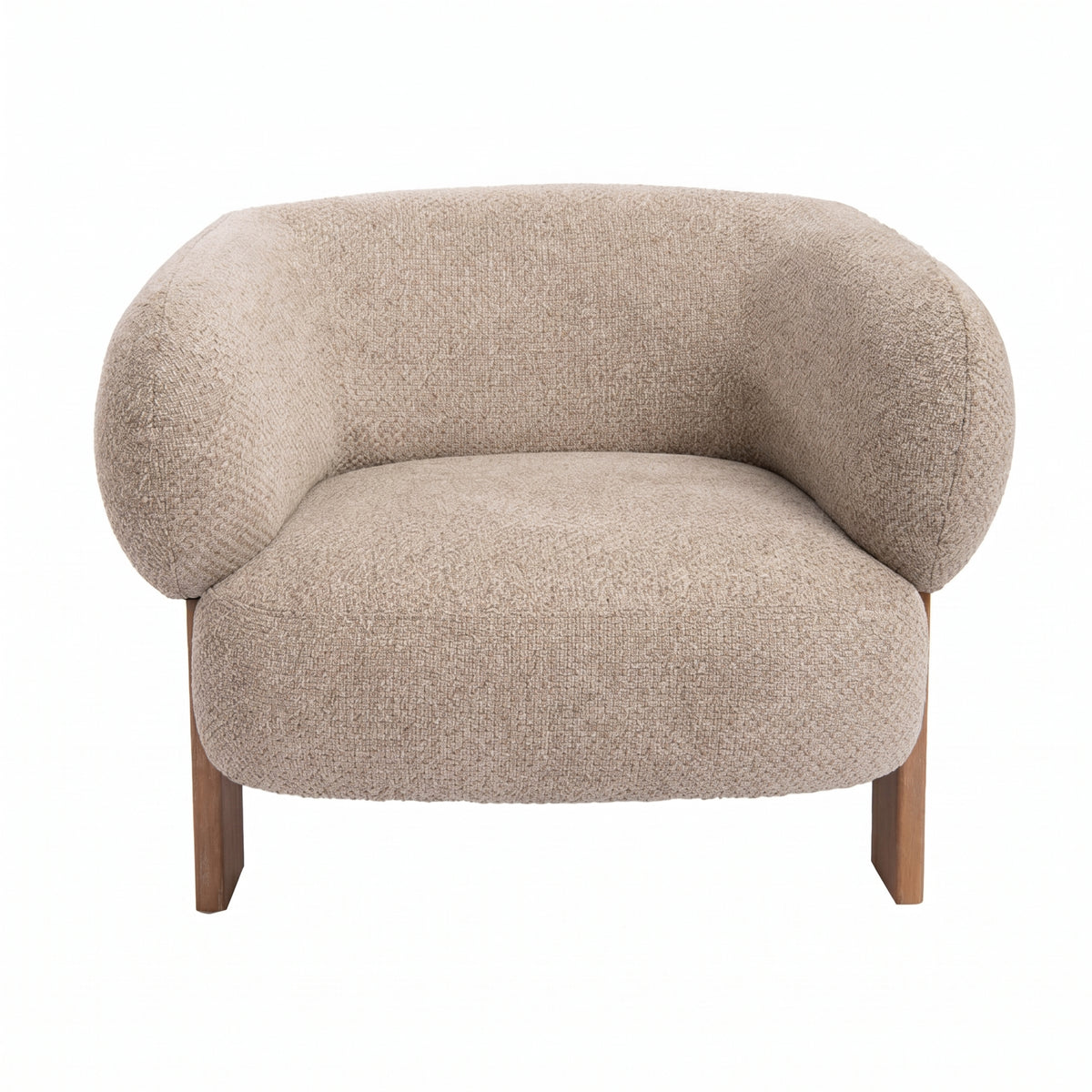 Nomy Fauteuil Opulence Taupe Rubberhout van PTMD, taupe fauteuil met opulence stof en rubberhouten poten