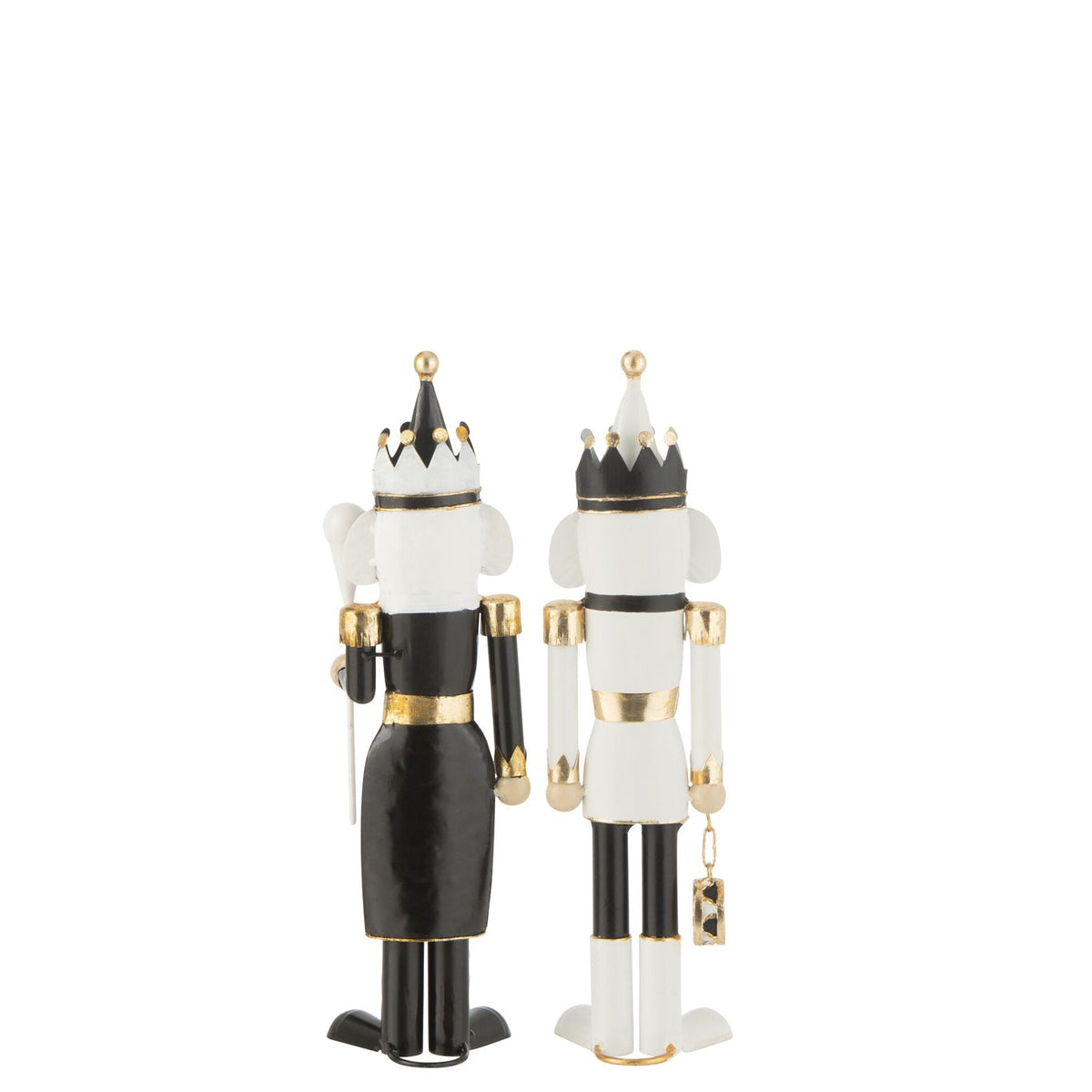 Nutcracker Iron Black/White Small Assortment Of 2 - - J-Line - livinglovely.nl