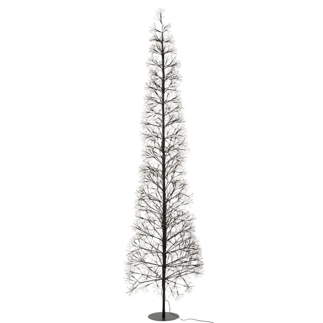 Choinka z lampkami LED w ciepłej barwie, czarna, żelazna, rozmiar XL, wysokość 240 cm, J-Line