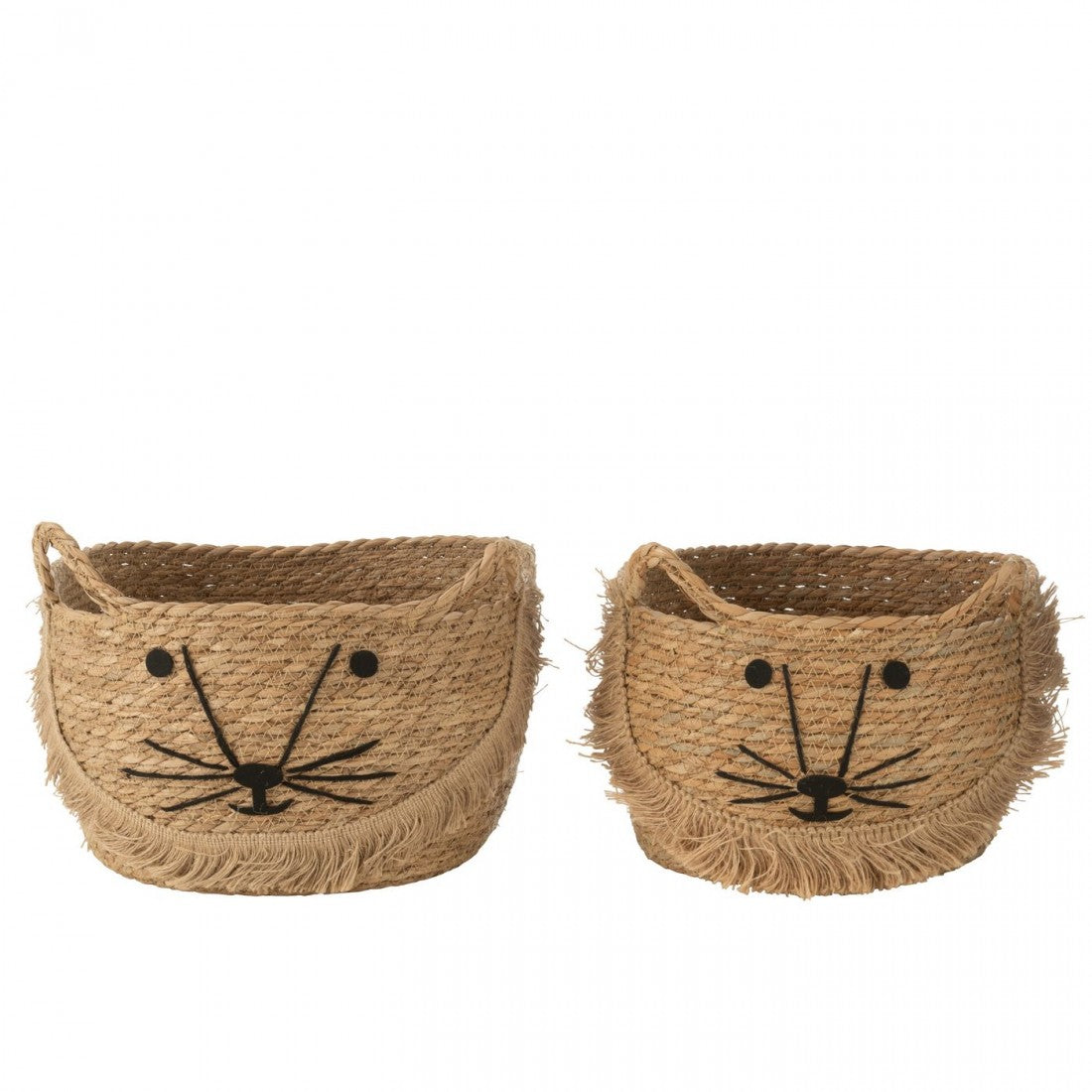 Zestaw 2 koszy Kitty słoma naturalna/czarna J-Line