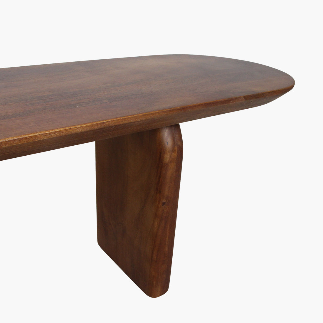 Ławka do jadalni Bullnose z brązowego drewna mango 200 cm Raw Materials