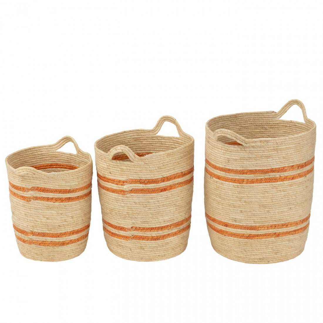 Zestaw 3 koszy Pasów + Uchwyt Naturalny/Pomarańczowy J-Line