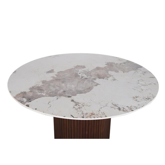 Stół okrągły Urban Chique Ceramiczny marmur / fornir orzechowy Pole to Pole
