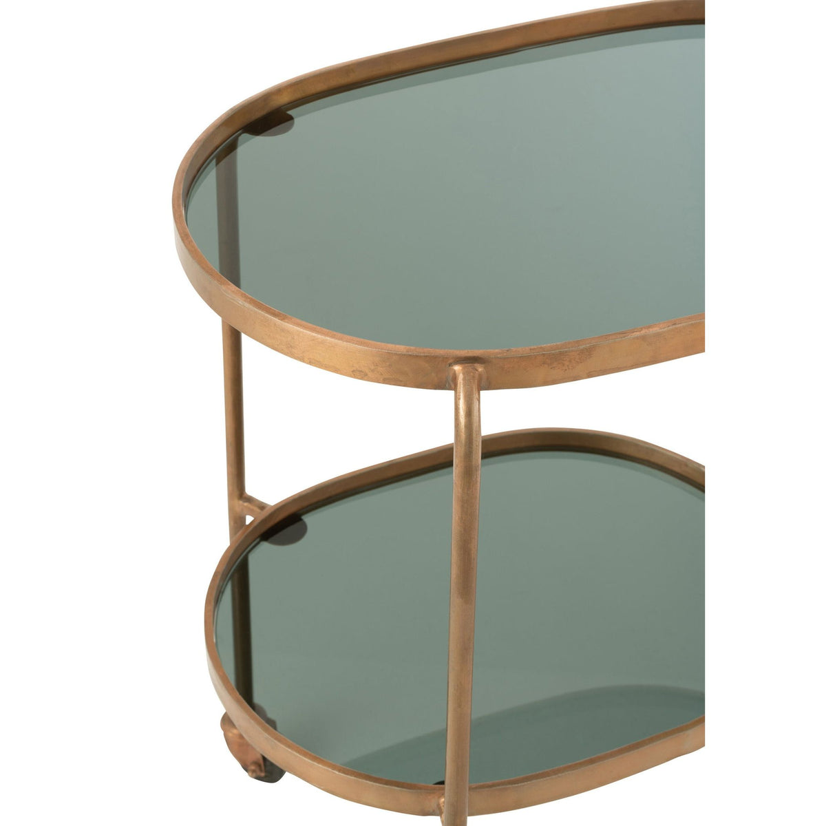 Serveerkar Ovaal 2niv Ijzer/Glas Zwart/Brons J-Line