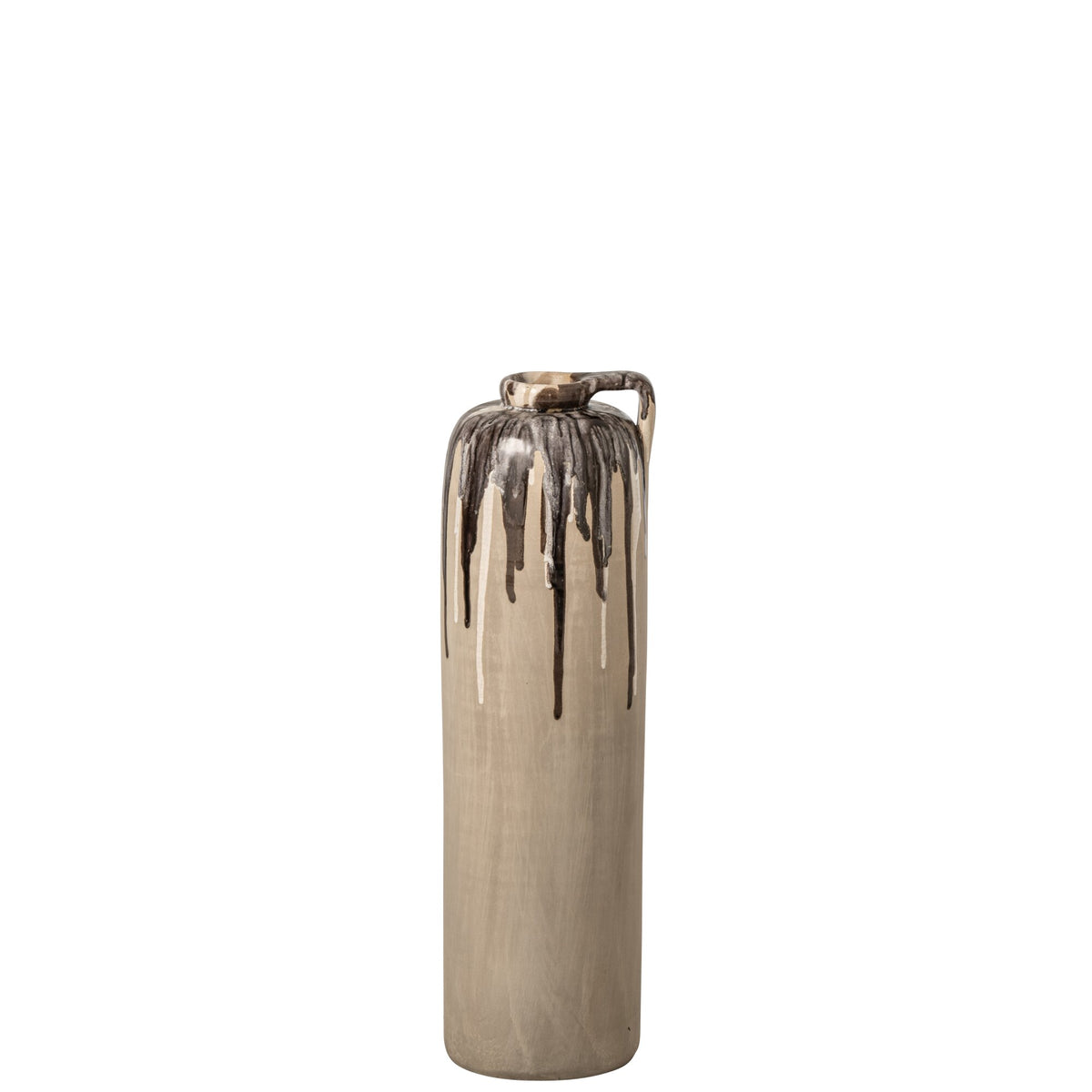 Wazon ceramiczny beżowy/brązowy, mały, linia J
