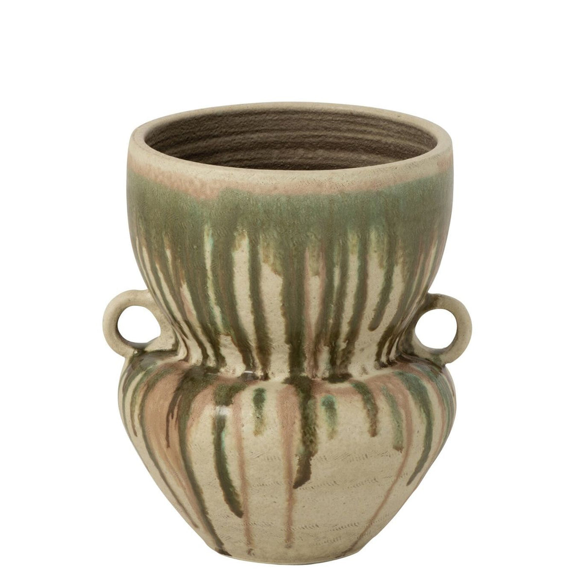 Wazon ceramiczny oliwkowo-zielony/jasnobeżowy J-Line