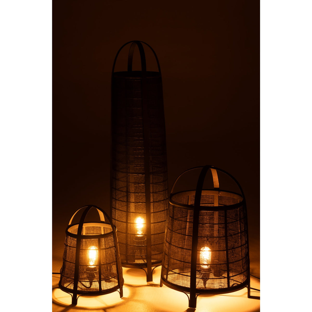 Lampa podłogowa Don Bawełna Bambus Czarna H 100cm J-Line