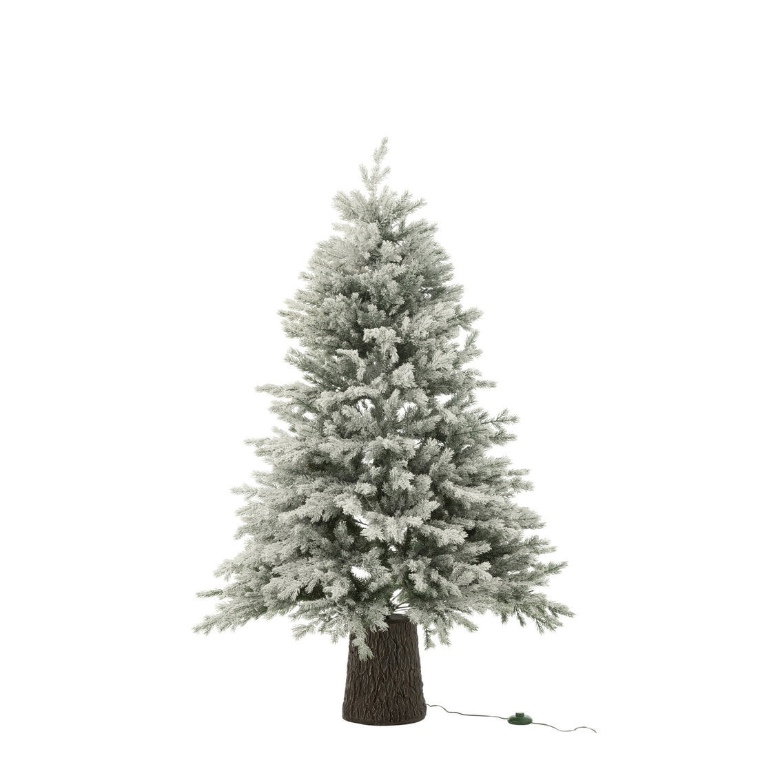 Choinka 600 LED Drewniana Podstawa Zasypana Śniegiem Sztuczna Ciemnozielona J-Line