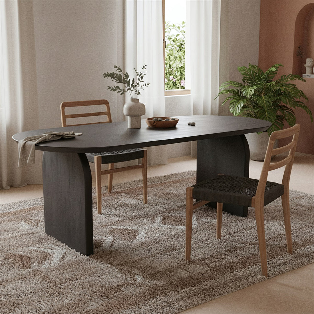 Stół do jadalni Bullnose Black 180cm Raw Materials