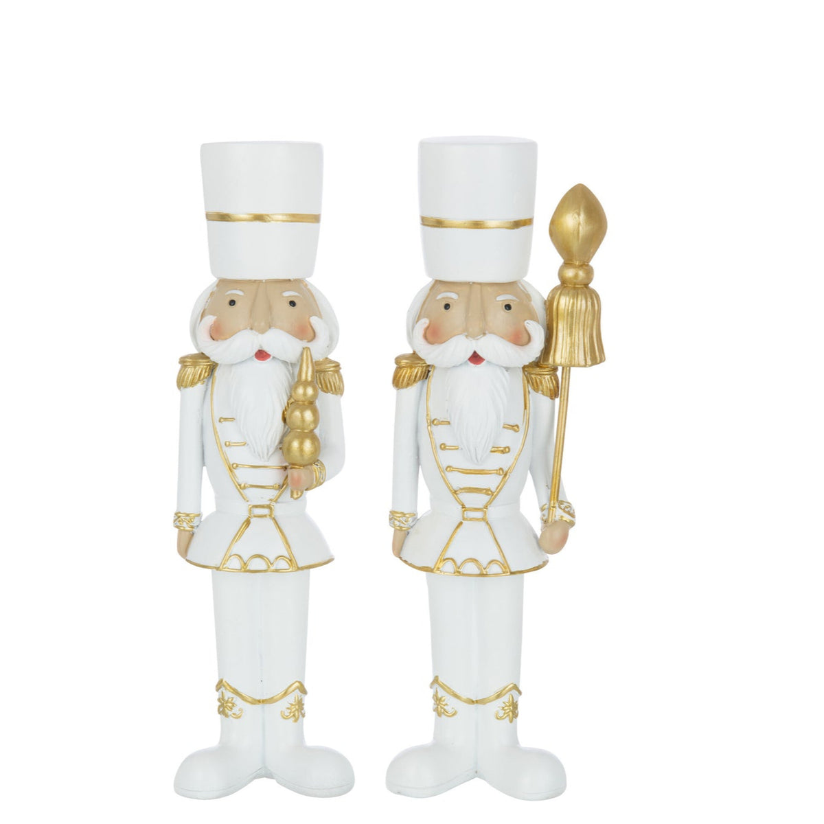 Otwieracz do orzechów Żywica Biały/Złoty Duży Zestaw 2 szt. H26cm J-Line
