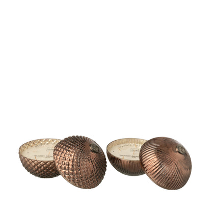 Świeca zapachowa Szklana bombka choinkowa Brązowa Large Set 2 szt. J-Line