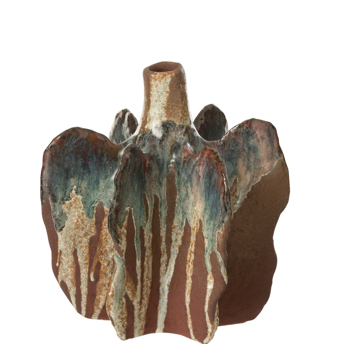 Wazon Naga Keramika Rdzawo Brązowy Średni 18,5x18x20,5cm J-Line