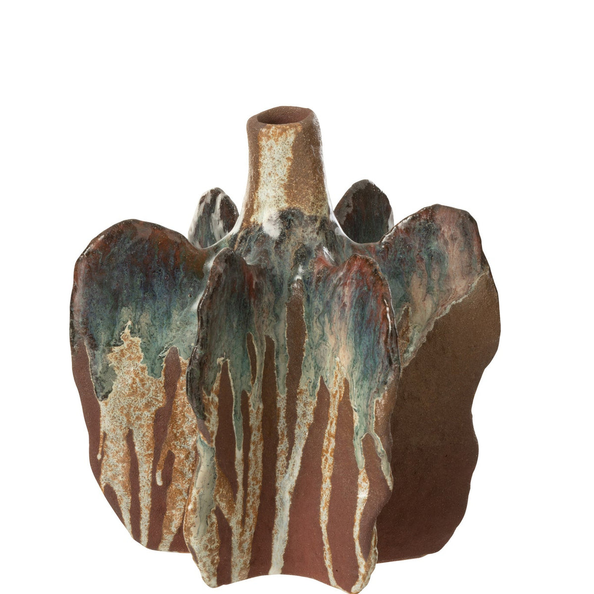 Wazon Naga Keramika Rdzawo Brązowy Średni 18,5x18x20,5cm J-Line