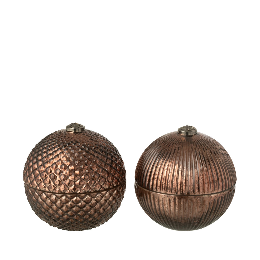 Świeca zapachowa Szklana bombka choinkowa Brązowa Large Set 2 szt. J-Line